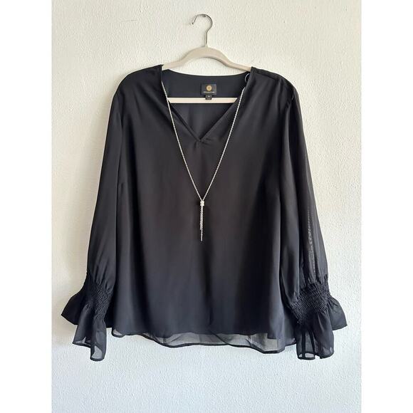 JM COLLECTION Plus Size Smocked-Sleeve Necklace Top Size 
2X - Picture 2 of 8